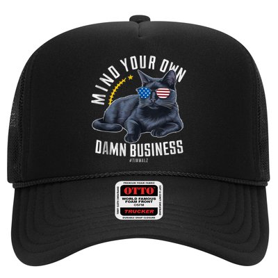 Tim Walz Waltz Mind Your Own Damn Business Funny Cat Design Trucker Hat