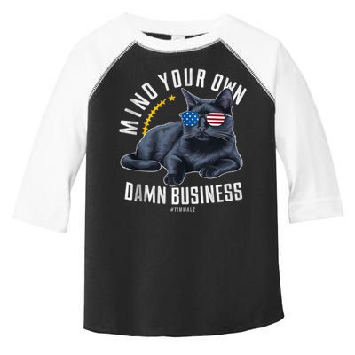 Tim Walz Waltz Mind Your Own Damn Business Funny Cat Design Toddler Fine Jersey T-Shirt