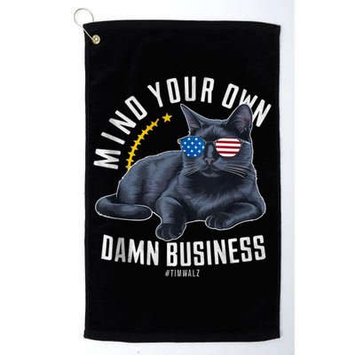 Tim Walz Waltz Mind Your Own Damn Business Funny Cat Design Golf Towel
