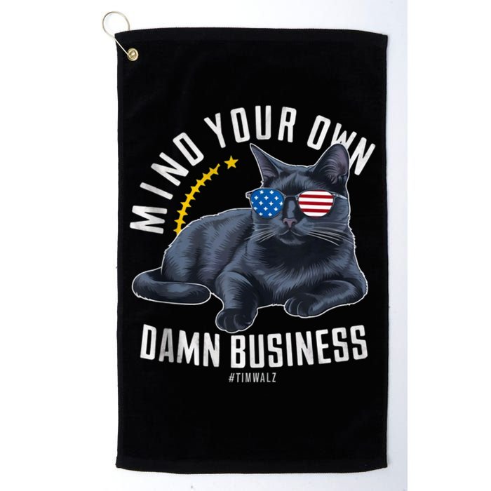Tim Walz Waltz Mind Your Own Damn Business Funny Cat Design Golf Towel