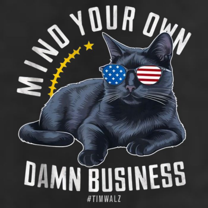 Tim Walz Waltz Mind Your Own Damn Business Funny Cat Design Golf Towel