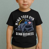 Tim Walz Waltz Mind Your Own Damn Business Funny Cat Design Toddler T-Shirt