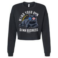 Tim Walz Waltz Mind Your Own Damn Business Funny Cat Design Cropped Pullover Crew