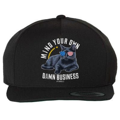 Tim Walz Waltz Mind Your Own Damn Business Funny Cat Design Wool Snapback Cap
