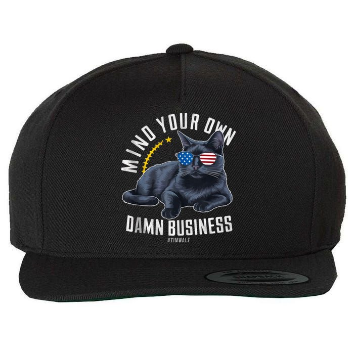 Tim Walz Waltz Mind Your Own Damn Business Funny Cat Design Wool Snapback Cap