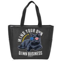 Tim Walz Waltz Mind Your Own Damn Business Funny Cat Design Zip Tote Bag