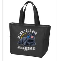 Tim Walz Waltz Mind Your Own Damn Business Funny Cat Design Zip Tote Bag