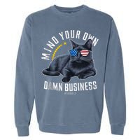 Tim Walz Waltz Mind Your Own Damn Business Funny Cat Design Garment-Dyed Sweatshirt