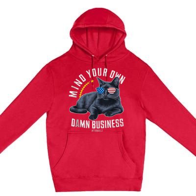 Tim Walz Waltz Mind Your Own Damn Business Funny Cat Design Premium Pullover Hoodie