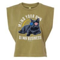 Tim Walz Waltz Mind Your Own Damn Business Funny Cat Design Garment-Dyed Women's Muscle Tee