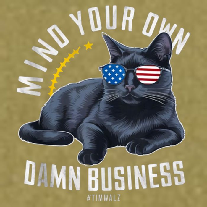Tim Walz Waltz Mind Your Own Damn Business Funny Cat Design Garment-Dyed Women's Muscle Tee