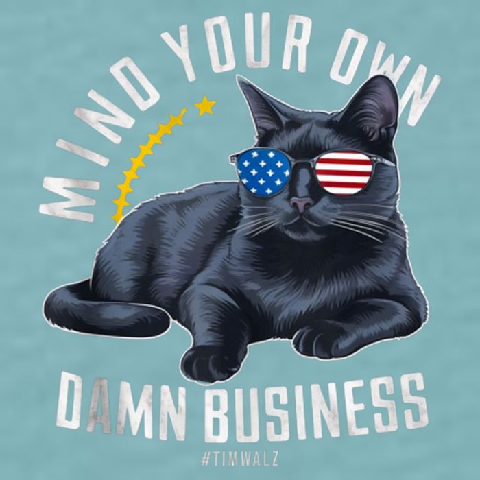 Tim Walz Waltz Mind Your Own Damn Business Funny Cat Design Sueded Cloud Jersey T-Shirt