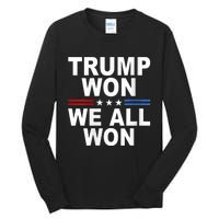 Trump Won We All Won 2024 Usa Flag Trump Won Tall Long Sleeve T-Shirt