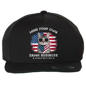 Tim Walz Waltz Mind Your Own Damn Business Funny Cat Design Wool Snapback Cap