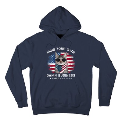 Tim Walz Waltz Mind Your Own Damn Business Funny Cat Design Hoodie