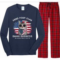 Tim Walz Waltz Mind Your Own Damn Business Funny Cat Design Long Sleeve Pajama Set