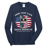 Tim Walz Waltz Mind Your Own Damn Business Funny Cat Design Tall Long Sleeve T-Shirt