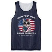 Tim Walz Waltz Mind Your Own Damn Business Funny Cat Design Mesh Reversible Basketball Jersey Tank