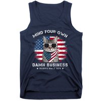 Tim Walz Waltz Mind Your Own Damn Business Funny Cat Design Tank Top