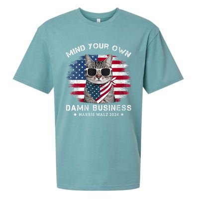 Tim Walz Waltz Mind Your Own Damn Business Funny Cat Design Sueded Cloud Jersey T-Shirt