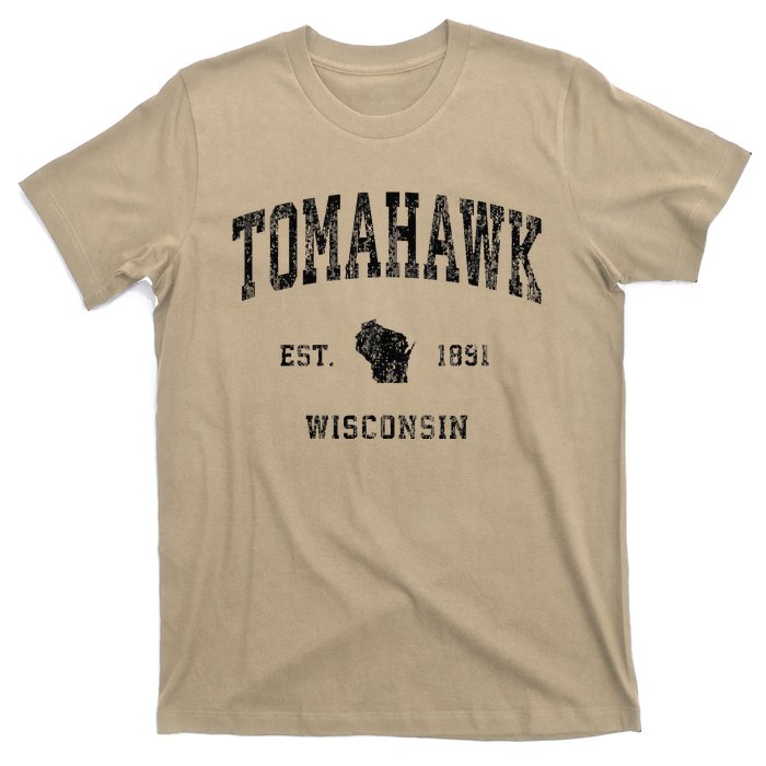 Tomahawk Wisconsin Wi Vintage Athletic Black Sports T-Shirt