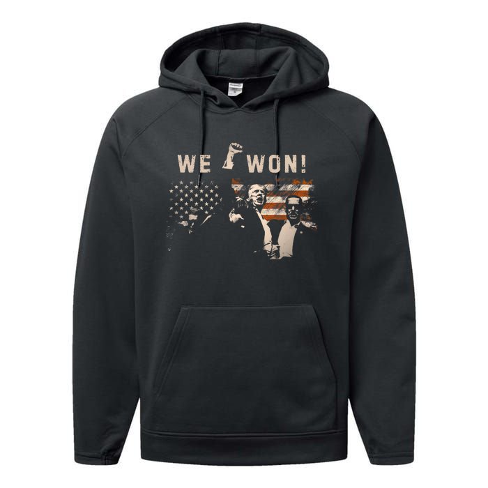 Trump We Won Wins Inauguration 47 Us President 2025 Election Performance Fleece Hoodie