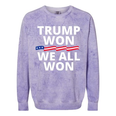 Trump Won We All Won 2024 Usa Flag Trump Won Colorblast Crewneck Sweatshirt