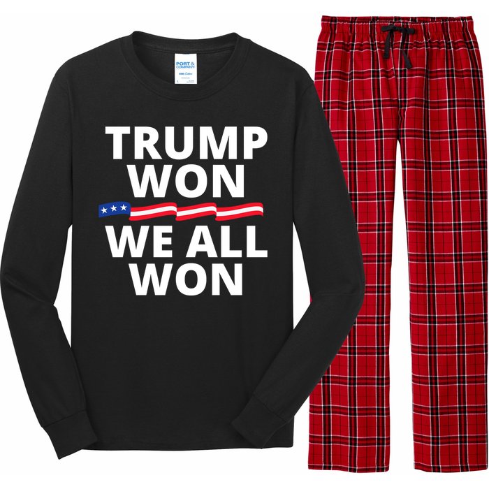 Trump Won We All Won 2024 Usa Flag Trump Won Long Sleeve Pajama Set