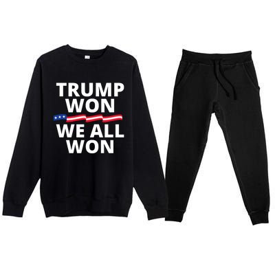 Trump Won We All Won 2024 Usa Flag Trump Won Premium Crewneck Sweatsuit Set