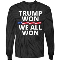 Trump Won We All Won 2024 Usa Flag Trump Won Tie-Dye Long Sleeve Shirt