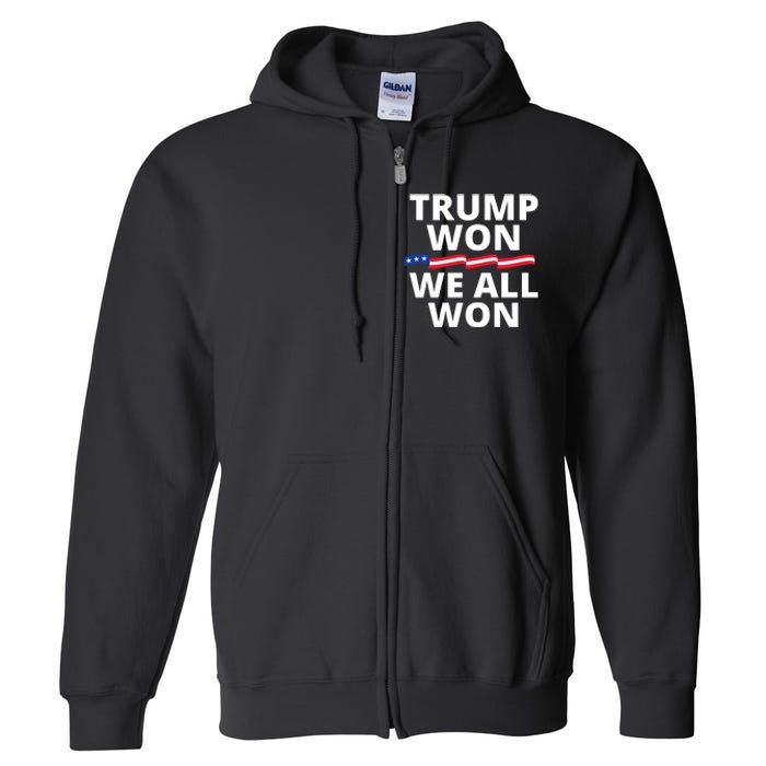 Trump Won We All Won 2024 Usa Flag Trump Won Full Zip Hoodie