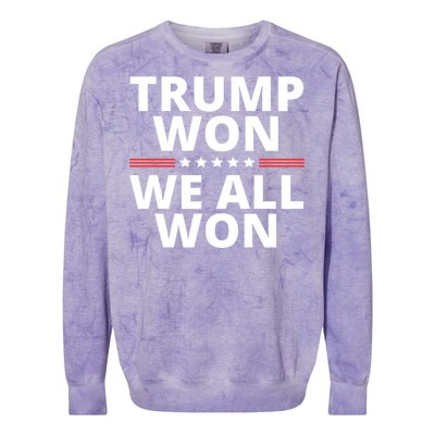 Trump Won We All Won 2024 Usa Flag Trump Won Colorblast Crewneck Sweatshirt