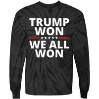 Trump Won We All Won 2024 Usa Flag Trump Won Tie-Dye Long Sleeve Shirt