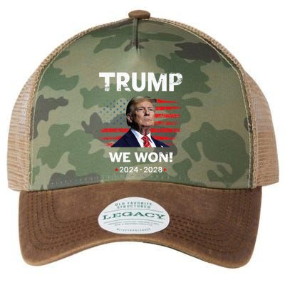 Trump We Won 2024 2028 Legacy Tie Dye Trucker Hat