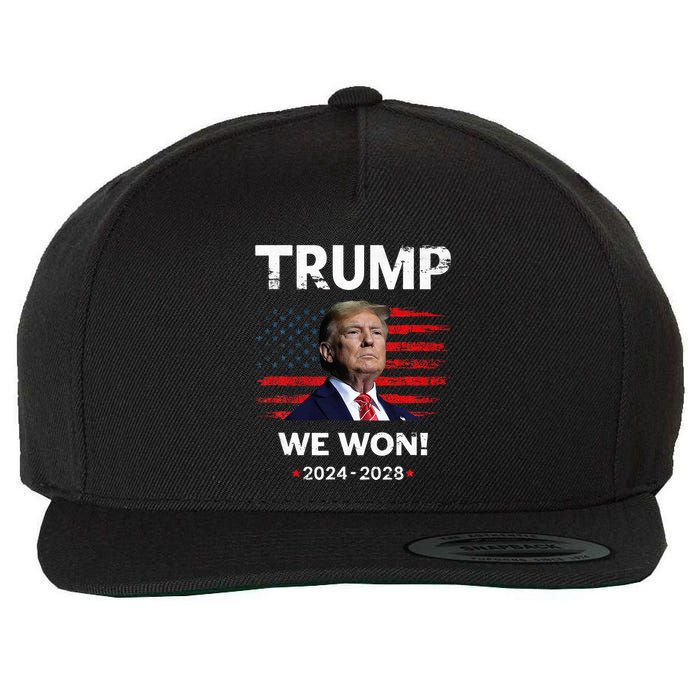 Trump We Won 2024 2028 Wool Snapback Cap