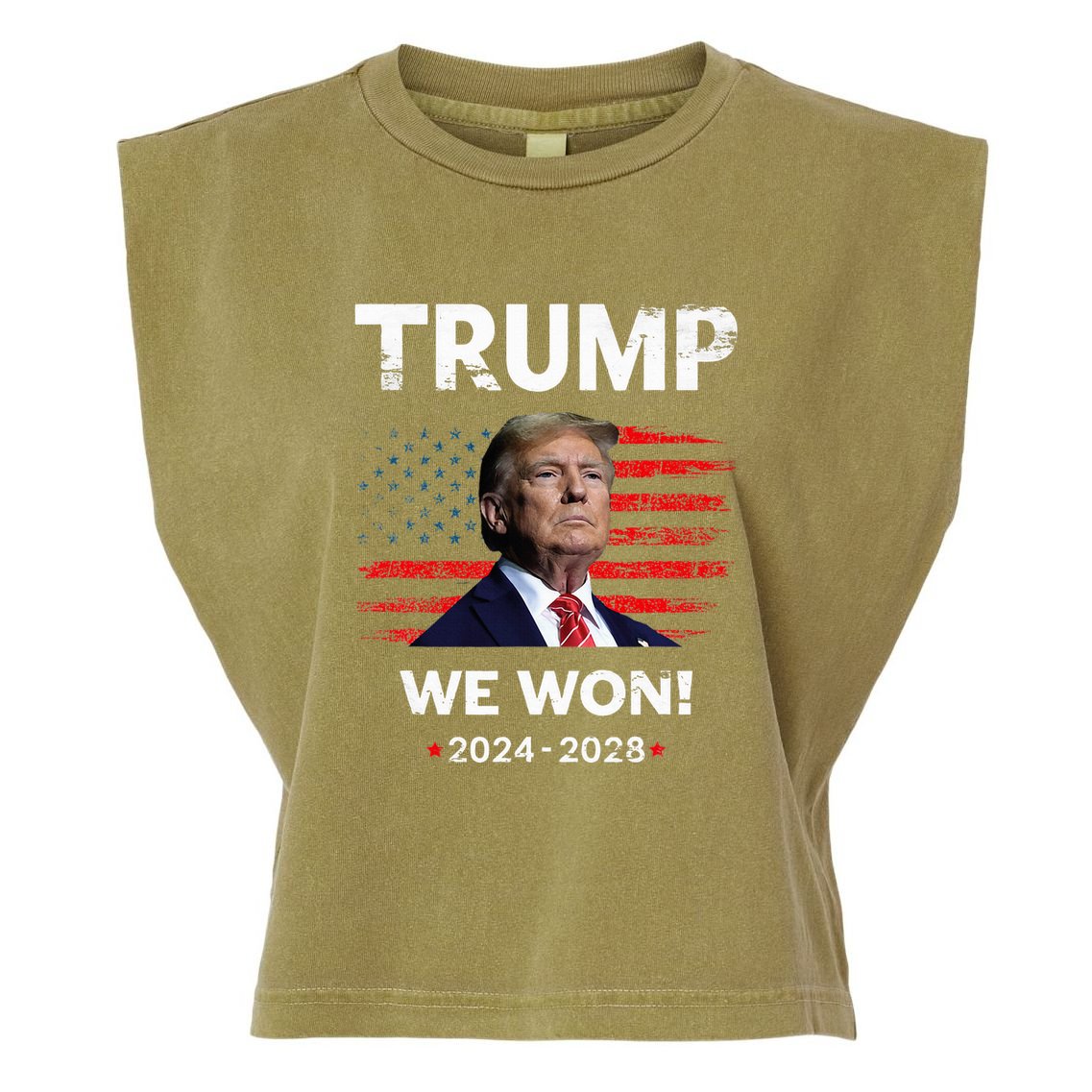 Trump We Won 2024 2028 Garment-Dyed Women's Muscle Tee