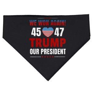 Trump We Won Again 2024 Wins Victory President 45 47 USA-Made Doggie Bandana