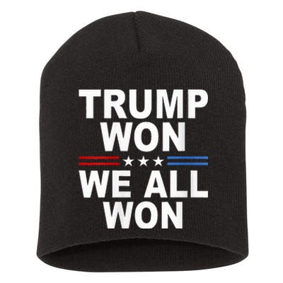 Trump Won We All Won 2024 Usa Flag Trump Won Short Acrylic Beanie