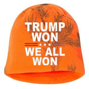 Trump Won We All Won 2024 Usa Flag Trump Won Kati - Camo Knit Beanie