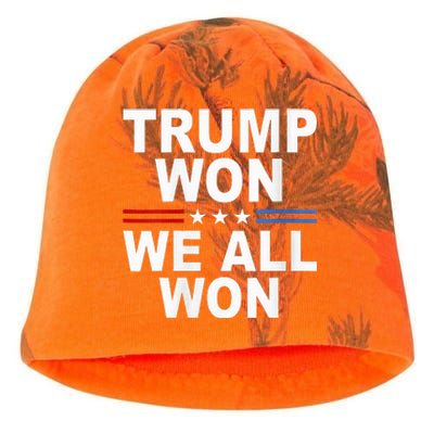 Trump Won We All Won 2024 Usa Flag Trump Won Kati - Camo Knit Beanie