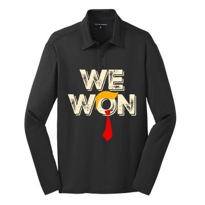 Trump We Won Win Inauguration Day 2025 47th President Silk Touch Performance Long Sleeve Polo