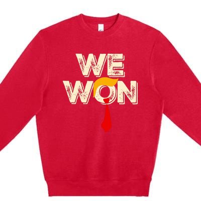 Trump We Won Win Inauguration Day 2025 47th President Premium Crewneck Sweatshirt