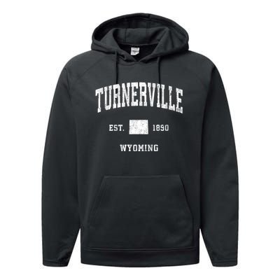 Turnerville Wyoming Wy Vintage Established Athletic Sports Design Performance Fleece Hoodie