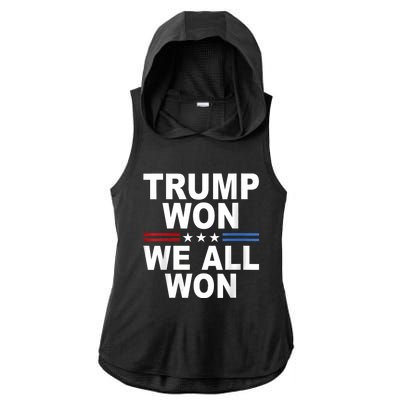 Trump Won We All Won 2024 Usa Flag Trump Won Ladies PosiCharge Tri-Blend Wicking Draft Hoodie Tank