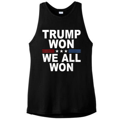 Trump Won We All Won 2024 Usa Flag Trump Won Ladies PosiCharge Tri-Blend Wicking Tank