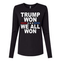 Trump Won We All Won 2024 Usa Flag Trump Won Womens Cotton Relaxed Long Sleeve T-Shirt