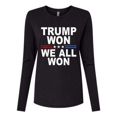 Trump Won We All Won 2024 Usa Flag Trump Won Womens Cotton Relaxed Long Sleeve T-Shirt