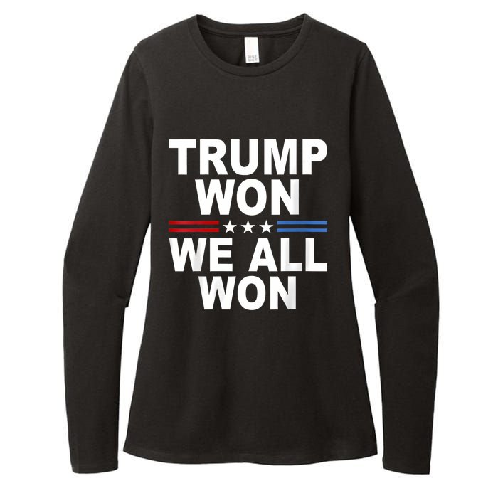 Trump Won We All Won 2024 Usa Flag Trump Won Womens CVC Long Sleeve Shirt