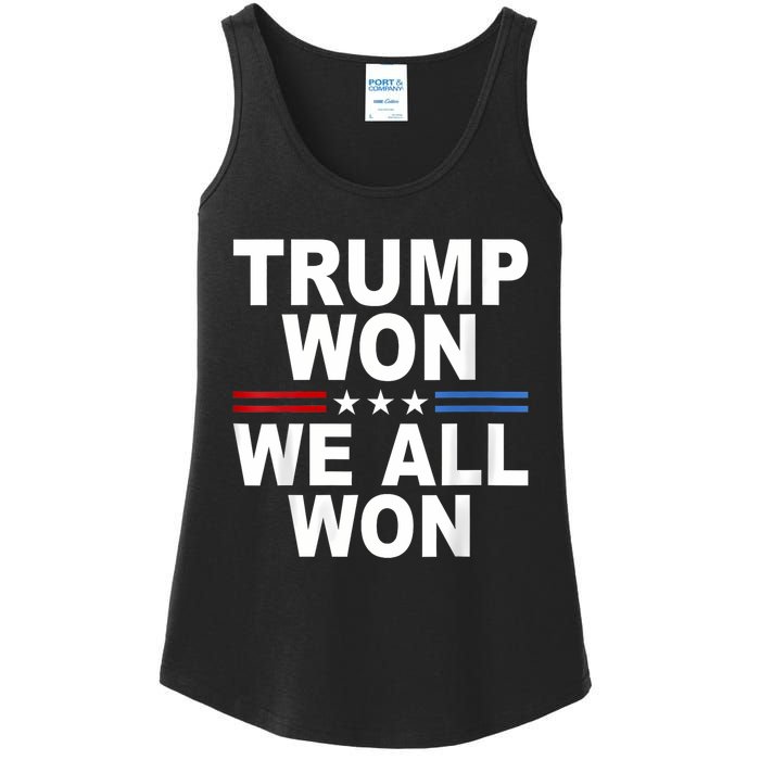 Trump Won We All Won 2024 Usa Flag Trump Won Ladies Essential Tank