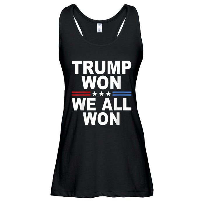 Trump Won We All Won 2024 Usa Flag Trump Won Ladies Essential Flowy Tank